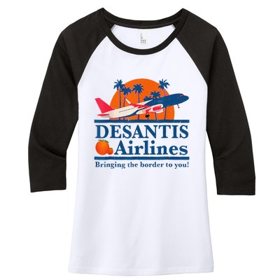 DeSantis Airlines Funny Political Meme Ron DeSantis Governor Women's Tri-Blend 3/4-Sleeve Raglan Shirt