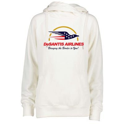 DeSantis Airlines Funny Political Meme DeSantis Airlines Ron DeSantis Womens Funnel Neck Pullover Hood