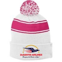 DeSantis Airlines Funny Political Meme DeSantis Airlines Ron DeSantis Stripe Pom Pom Beanie