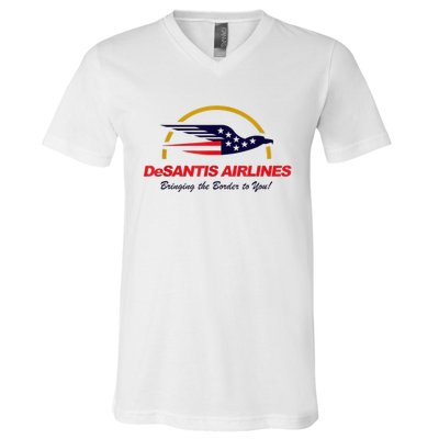 DeSantis Airlines Funny Political Meme DeSantis Airlines Ron DeSantis V-Neck T-Shirt