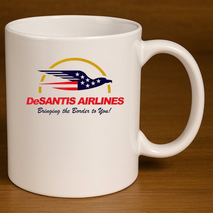 DeSantis Airlines Funny Political Meme DeSantis Airlines Ron DeSantis 11oz C Handle Ceramic Mug