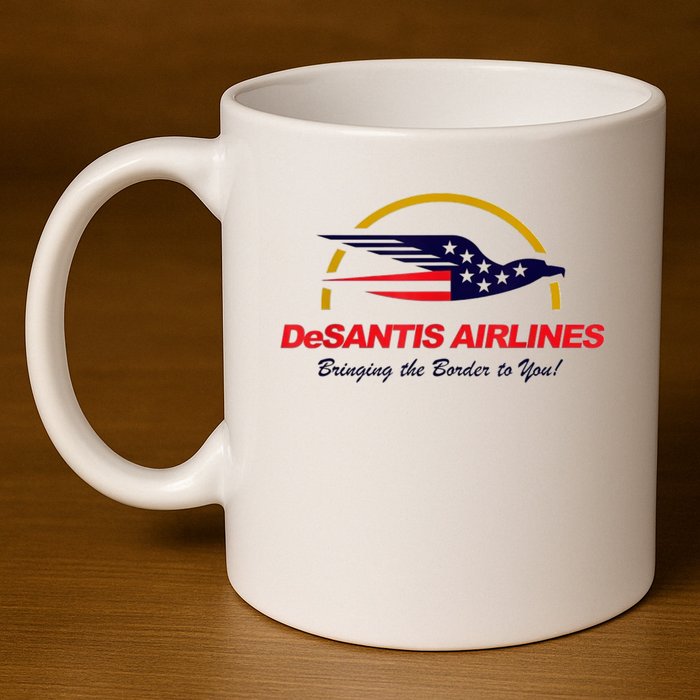 DeSantis Airlines Funny Political Meme DeSantis Airlines Ron DeSantis 11oz C Handle Ceramic Mug