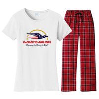 DeSantis Airlines Funny Political Meme DeSantis Airlines Ron DeSantis Women's Flannel Pajama Set