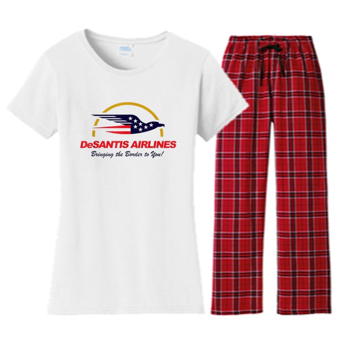 DeSantis Airlines Funny Political Meme DeSantis Airlines Ron DeSantis Women's Flannel Pajama Set