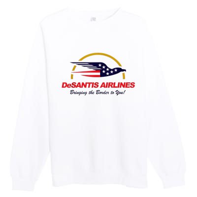 DeSantis Airlines Funny Political Meme DeSantis Airlines Ron DeSantis Premium Crewneck Sweatshirt