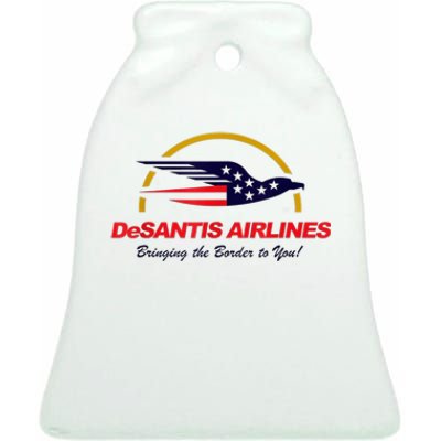 DeSantis Airlines Funny Political Meme DeSantis Airlines Ron DeSantis Ceramic Bell Ornament