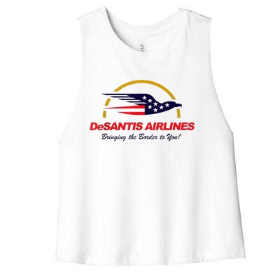 DeSantis Airlines Funny Political Meme DeSantis Airlines Ron DeSantis Women's Racerback Cropped Tank