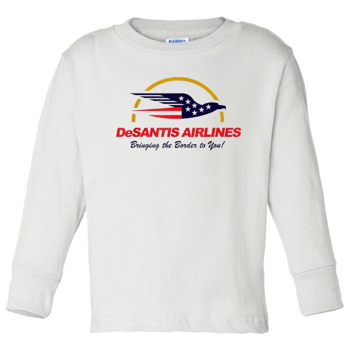 DeSantis Airlines Funny Political Meme DeSantis Airlines Ron DeSantis Toddler Long Sleeve Shirt