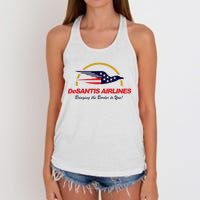 DeSantis Airlines Funny Political Meme DeSantis Airlines Ron DeSantis Women's Knotted Racerback Tank