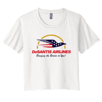 DeSantis Airlines Funny Political Meme DeSantis Airlines Ron DeSantis Women's Crop Top Tee