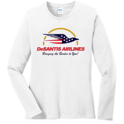 DeSantis Airlines Funny Political Meme DeSantis Airlines Ron DeSantis Ladies Long Sleeve Shirt