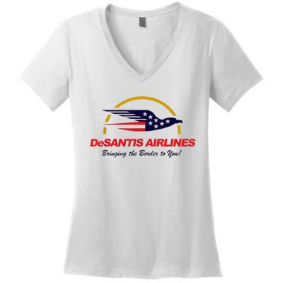 DeSantis Airlines Funny Political Meme DeSantis Airlines Ron DeSantis Women's V-Neck T-Shirt