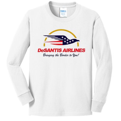 DeSantis Airlines Funny Political Meme DeSantis Airlines Ron DeSantis Kids Long Sleeve Shirt