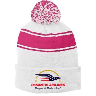 DeSantis Airlines Funny Political Meme Ron DeSantis Stripe Pom Pom Beanie