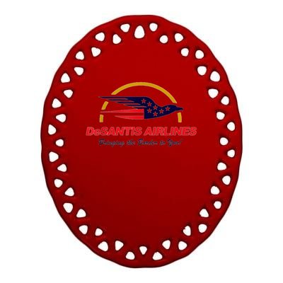 DeSantis Airlines Funny Political Meme Ron DeSantis Ceramic Oval Ornament