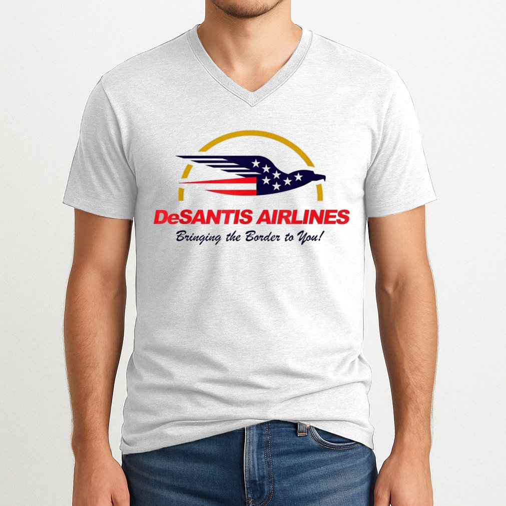 DeSantis Airlines Funny Political Meme Ron DeSantis V-Neck T-Shirt