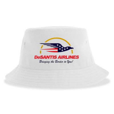 DeSantis Airlines Funny Political Meme Ron DeSantis Sustainable Bucket Hat