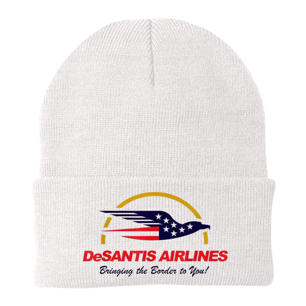 DeSantis Airlines Funny Political Meme Ron DeSantis Beanie