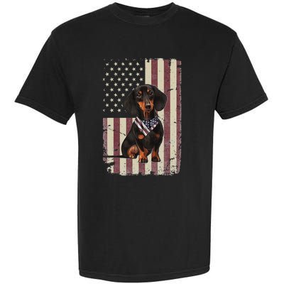 Dachshund American Flag Bandana 4th Of July Gifts Garment-Dyed Heavyweight T-Shirt