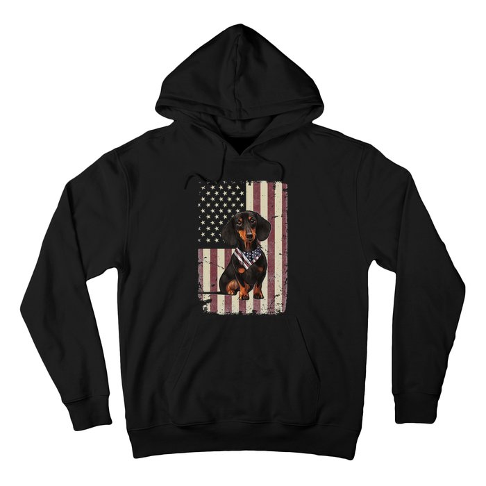 Dachshund American Flag Bandana 4th Of July Gifts Hoodie