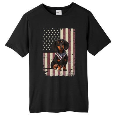 Dachshund American Flag Bandana 4th Of July Gifts Tall Fusion ChromaSoft Performance T-Shirt