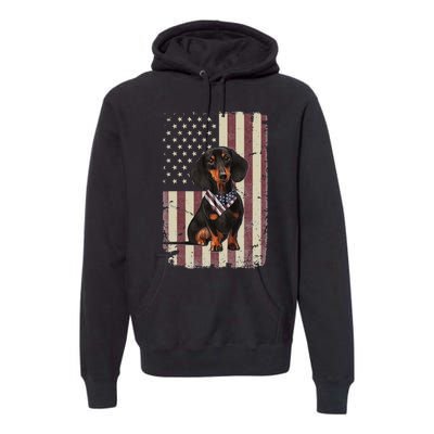 Dachshund American Flag Bandana 4th Of July Gifts Premium Hoodie