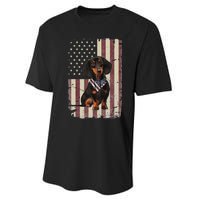 Dachshund American Flag Bandana 4th Of July Gifts Performance Sprint T-Shirt