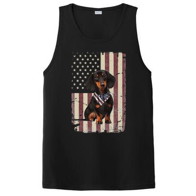 Dachshund American Flag Bandana 4th Of July Gifts PosiCharge Competitor Tank