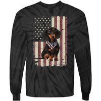 Dachshund American Flag Bandana 4th Of July Gifts Tie-Dye Long Sleeve Shirt