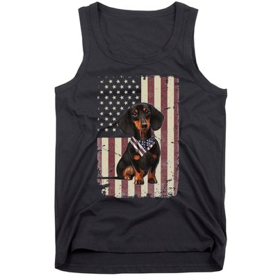 Dachshund American Flag Bandana 4th Of July Gifts Tank Top