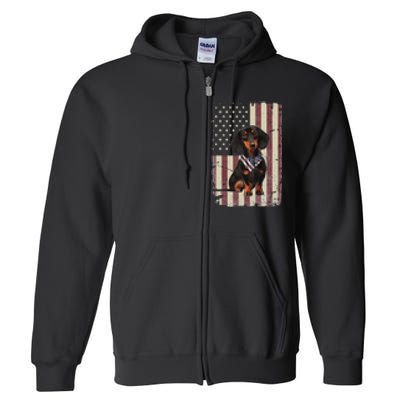 Dachshund American Flag Bandana 4th Of July Gifts Full Zip Hoodie