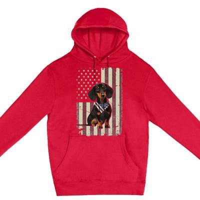 Dachshund American Flag Bandana 4th Of July Gifts Premium Pullover Hoodie