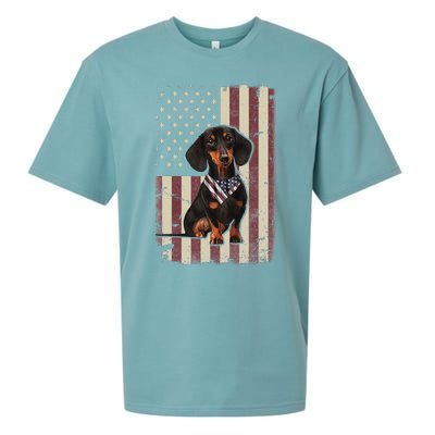 Dachshund American Flag Bandana 4th Of July Gifts Sueded Cloud Jersey T-Shirt