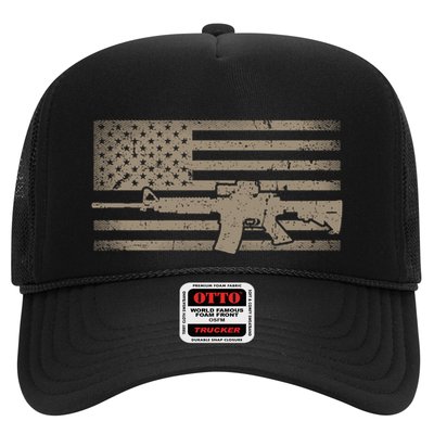 Distressed American Flag Ar15 Gift For Gun Lovers Ar15 Gift Trucker Hat