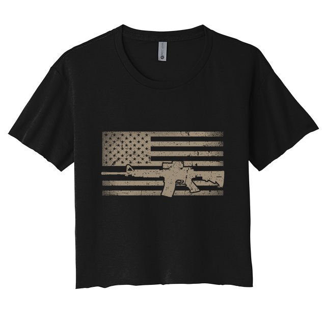 Distressed American Flag Ar15 Gift For Gun Lovers Ar15 Gift Crop Top
