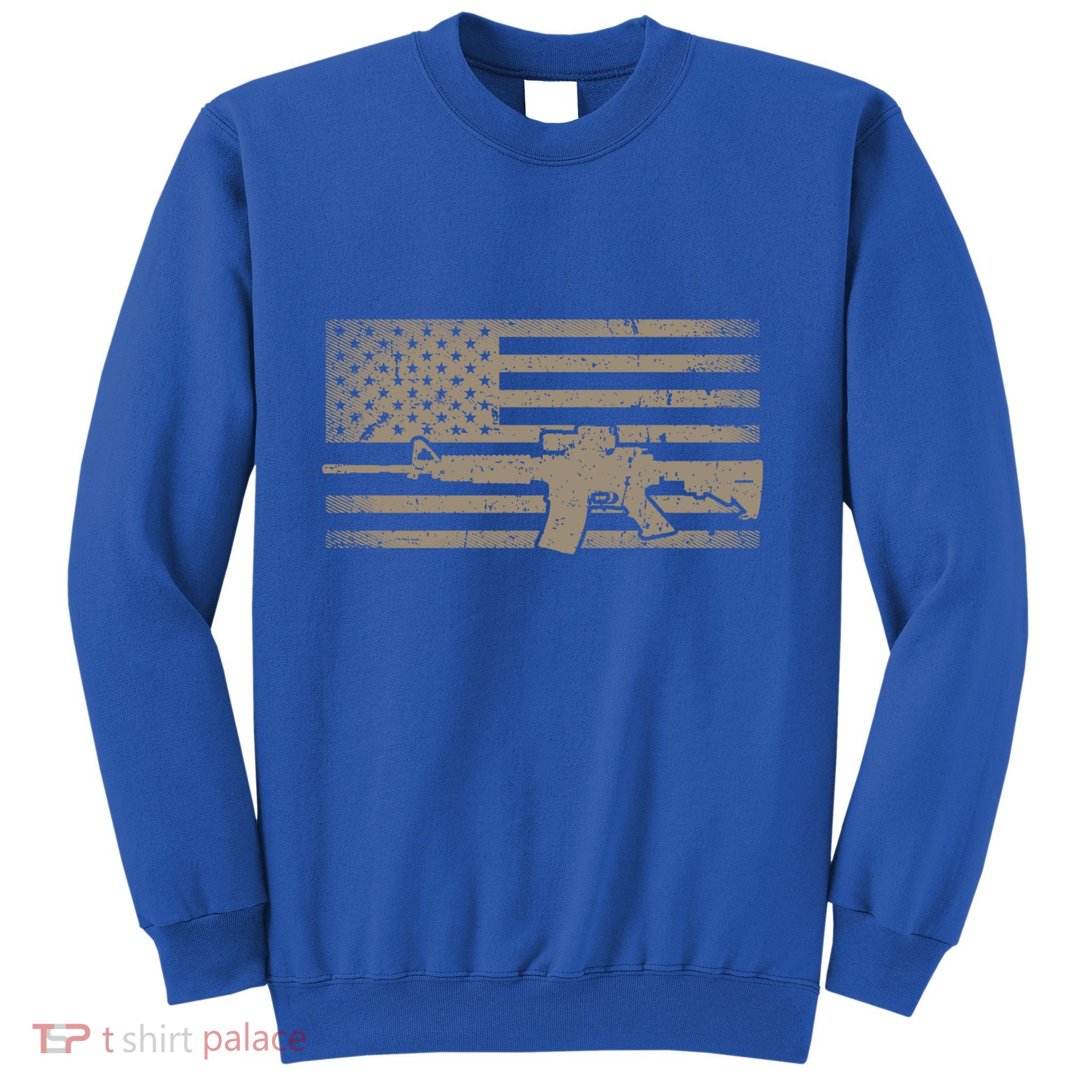 Distressed American Flag Ar15 Gift For Gun Lovers Ar15 Gift Sweatshirt