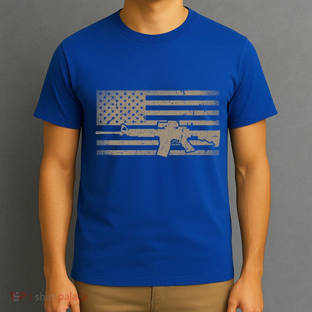 Distressed American Flag Ar15 Gift For Gun Lovers Ar15 Gift T-Shirt