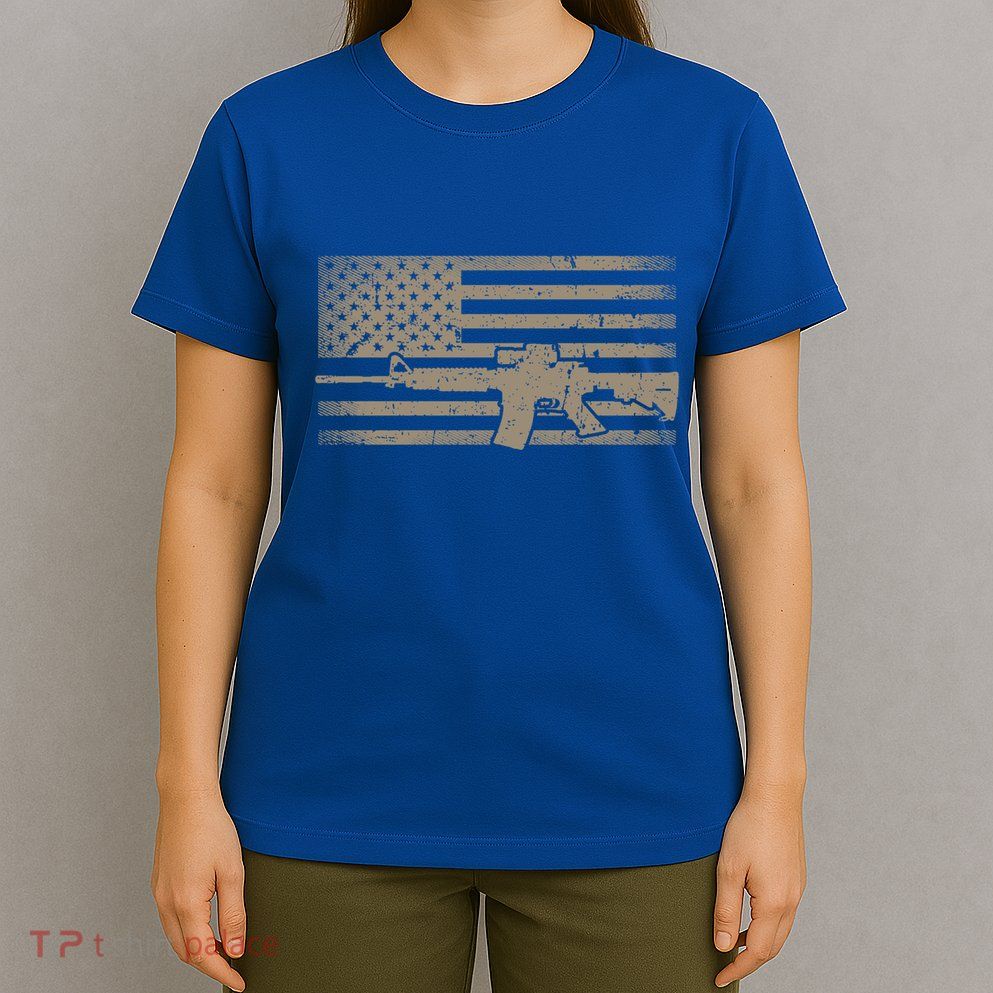 Distressed American Flag Ar15 Gift For Gun Lovers Ar15 Gift T-Shirt