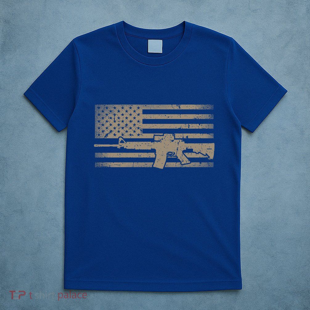 Distressed American Flag Ar15 Gift For Gun Lovers Ar15 Gift T-Shirt