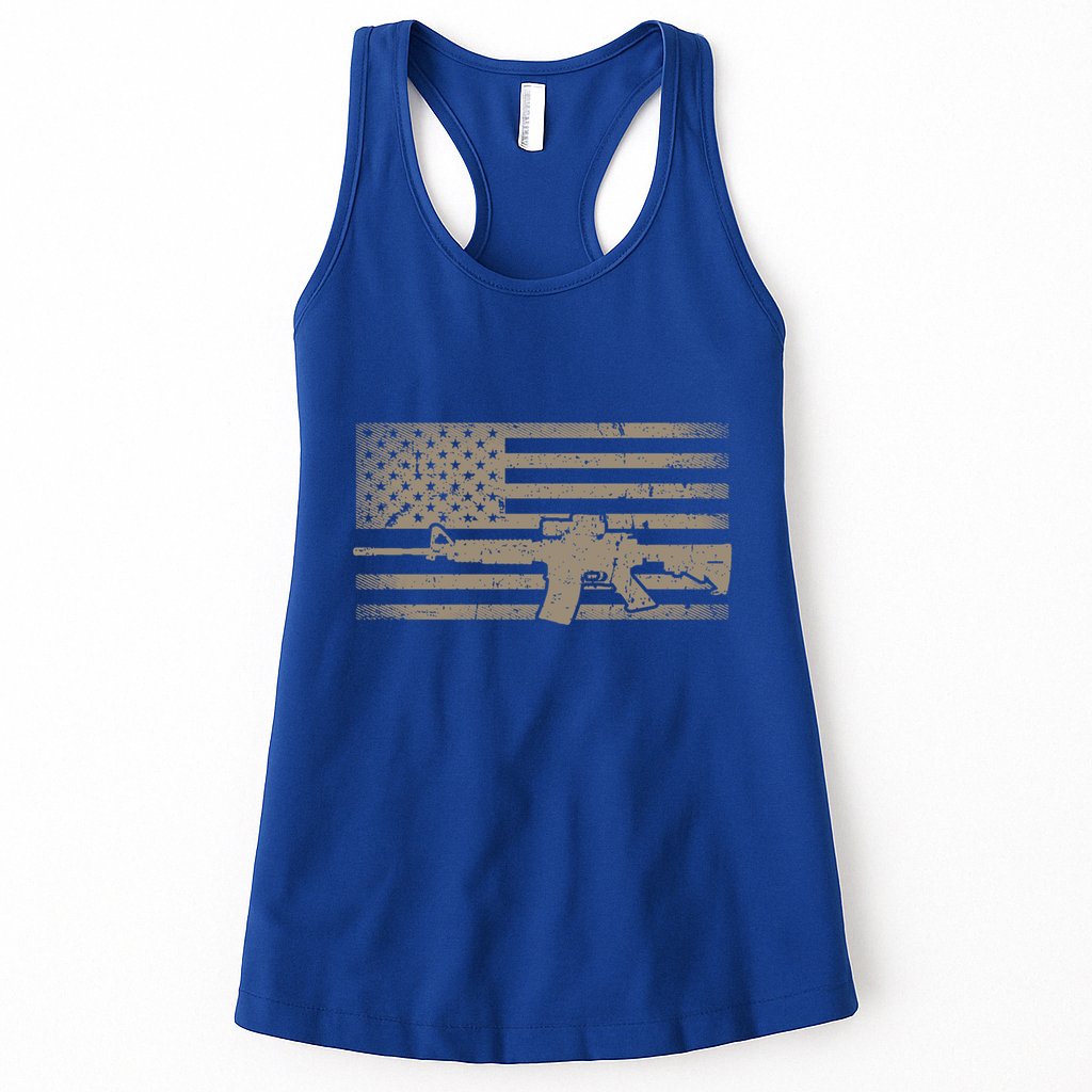 Distressed American Flag Ar15 Gift For Gun Lovers Ar15 Gift Womens Tank Top