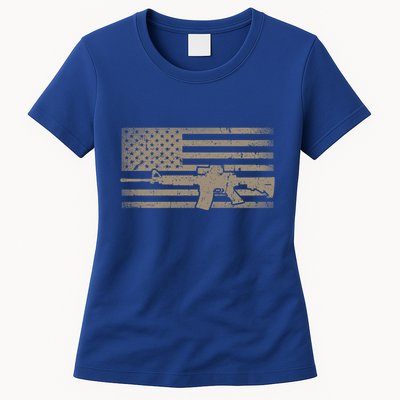 Distressed American Flag Ar15 Gift For Gun Lovers Ar15 Gift Womens T-Shirt
