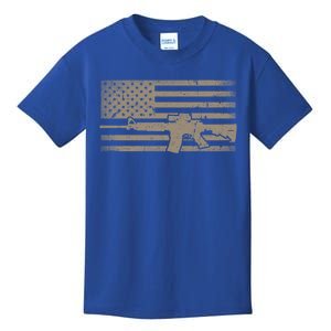 Distressed American Flag Ar15 Gift For Gun Lovers Ar15 Gift Kids T-Shirt