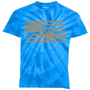 Distressed American Flag Ar15 Gift For Gun Lovers Ar15 Gift Kids Tie-Dye T-Shirt