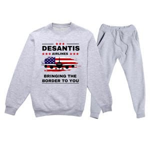 DeSantis Airlines Funny Political Meme Ron DeSantis USA Flag Premium Crewneck Sweatsuit Set