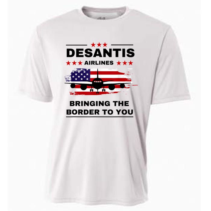 DeSantis Airlines Funny Political Meme Ron DeSantis USA Flag Cooling Performance Crew T-Shirt