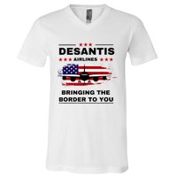 DeSantis Airlines Funny Political Meme Ron DeSantis USA Flag V-Neck T-Shirt