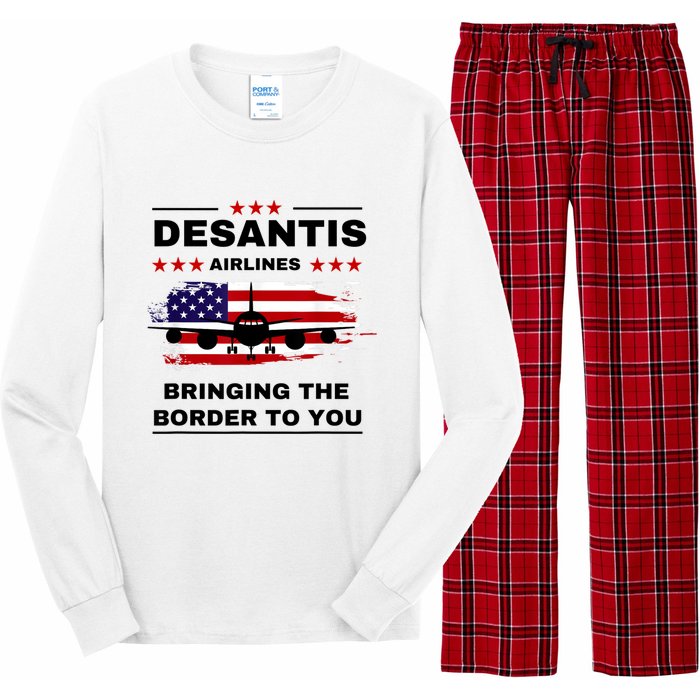 DeSantis Airlines Funny Political Meme Ron DeSantis USA Flag Long Sleeve Pajama Set