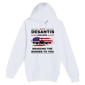 DeSantis Airlines Funny Political Meme Ron DeSantis USA Flag Premium Pullover Hoodie