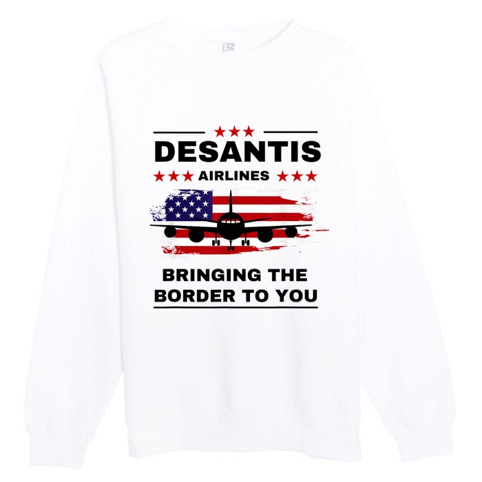 DeSantis Airlines Funny Political Meme Ron DeSantis USA Flag Premium Crewneck Sweatshirt