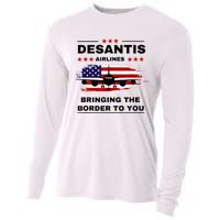 DeSantis Airlines Funny Political Meme Ron DeSantis USA Flag Cooling Performance Long Sleeve Crew